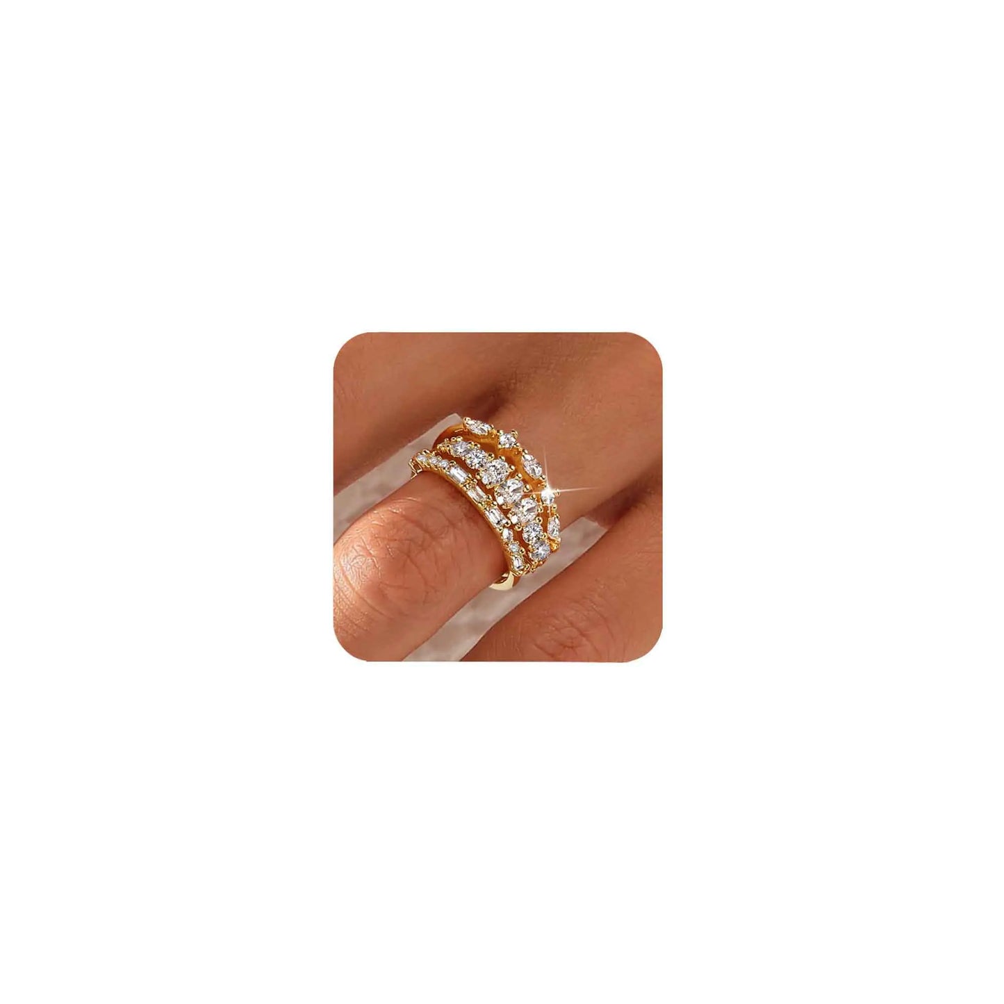 CIOMY Stackable Gold Rings for Women Non Tarnish Dainty 14K Gold Plated 3PCS Knuckle Rings Set Cubic Zirconia Thumb Rings Trendy Statement Promise Wedding Bands Engagement Rings Size 10 - Marcel Daniella Jewelry & CO.