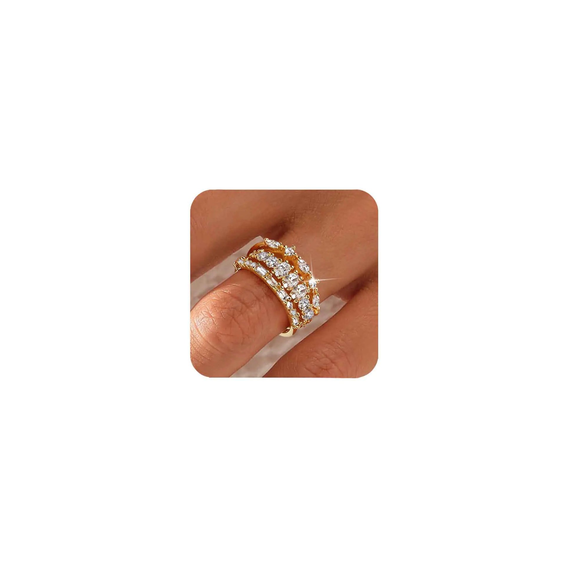 CIOMY Stackable Gold Rings for Women Non Tarnish Dainty 14K Gold Plated 3PCS Knuckle Rings Set Cubic Zirconia Thumb Rings Trendy Statement Promise Wedding Bands Engagement Rings Size 10 - Marcel Daniella Jewelry & CO.